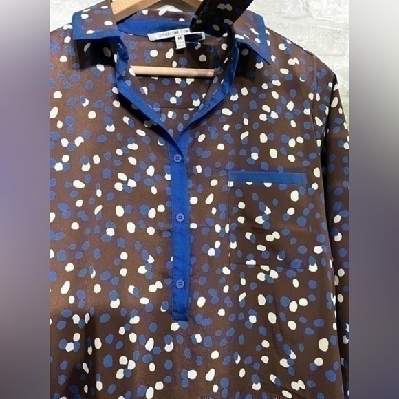 3/$30 _ COLLECTIVE CONCEPTS | dark brown shift dress blue polka dots Medium - Picture 4 of 10